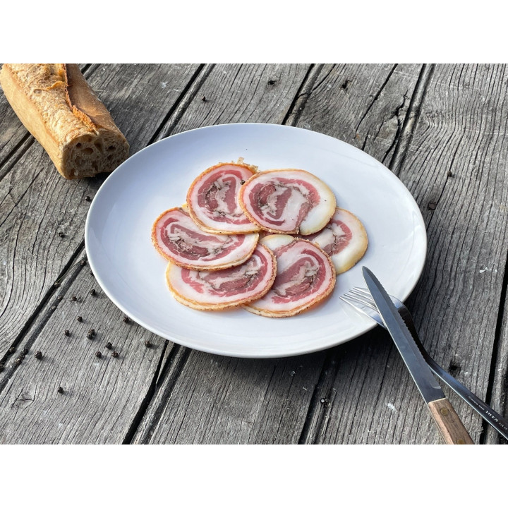 Poitrine roulée séchée - tranches -charcuterie Millas