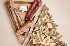 Coffret sapin de noël; coffret de charcuterie; charcuterie millas