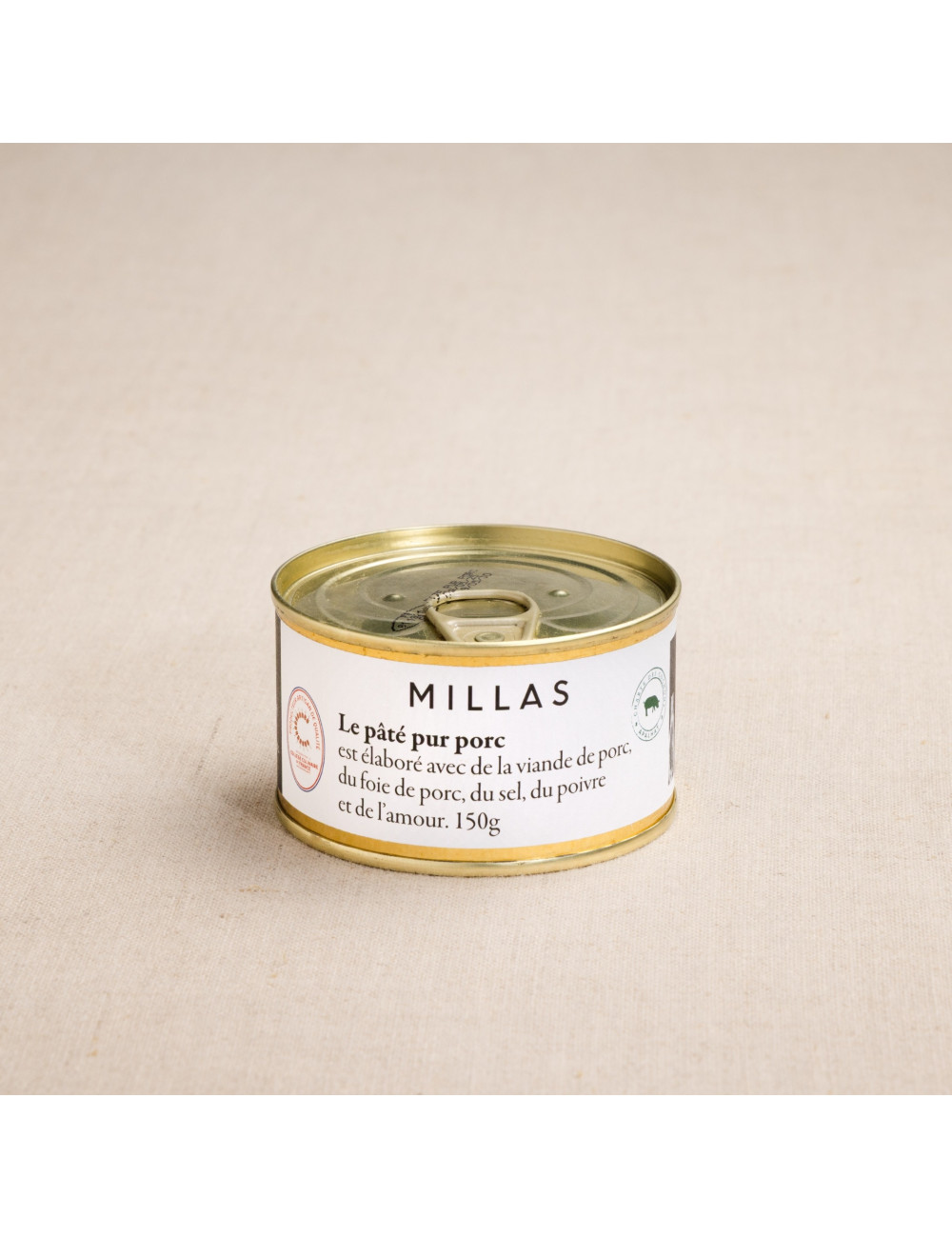 pâté pur porc charcuterie millas 150g