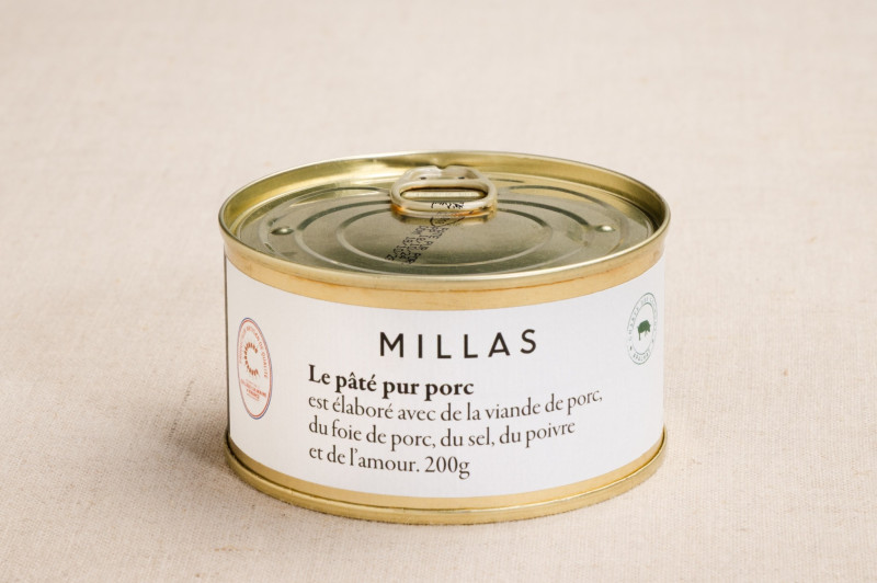 pâté pur porc charcuterie millas 200g